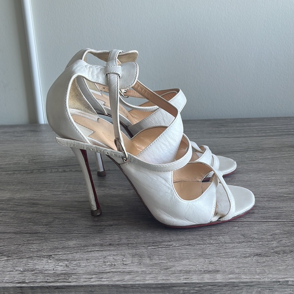 Louboutin White Mallefissima Sandal Heel